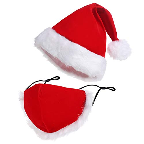 Gorro Navideño Papá Noel Gorro Navidad Sombrero de Santa Claus Rojo de Gorro Navideño con Felpa Artículos de Fiesta de Navidad para Adultos Niño