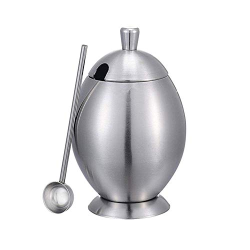 GPWDSN Azucarero con Cuchara con Tapa, con Forma de Huevo Azucarero Condimentos Recipiente de Especias para Restaurante Hotel Herramienta de Cocina Plata GPWDSN Azucarero con Cuchara con Tapa, con Forma de Huevo Azucarero Condimentos Recipiente de Especias para Restaurante Hotel Herramienta de Cocina Plata