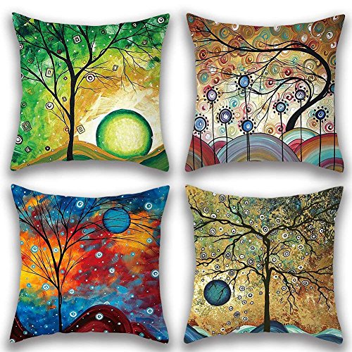 Gspirit 4 Pack Maravilloso Árbol Algodón Lino Throw Pillow Case Funda de Almohada para Cojín 45x45 cm (1) Gspirit 4 Pack Maravilloso Árbol Algodón Lino Throw Pillow Case Funda de Almohada para Cojín 45x45 cm (1)