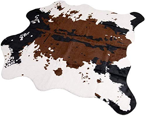 GWZZ Jane Imitación de Animal Modelo de la Vaca de la Piel Suelo de la Sala Dormitorio Alfombra Mat Inicio Decorativo Impreso Alfombra 140x160cm,Brown