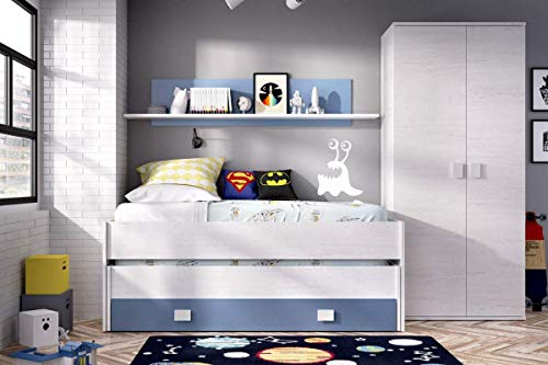 HABITMOBEL Pack Dormitorio Juvenil, Cama Nido 2 cajones + Armario de 2 Puertas 90 cm,COLCHONES Y SOMIER INCLUIDOS HABITMOBEL Pack Dormitorio Juvenil, Cama Nido 2 cajones + Armario de 2 Puertas 90 cm,COLCHONES Y SOMIER INCLUIDOS