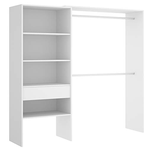 HABITMOBEL Vestidor almacenaje Ropa Blanco Tres baldas + Cajon, Medidas: Alto: 187 cm x Fondo: 40 cm x Ancho: 160 cm HABITMOBEL Vestidor almacenaje Ropa Blanco Tres baldas + Cajon, Medidas: Alto: 187 cm x Fondo: 40 cm x Ancho: 160 cm