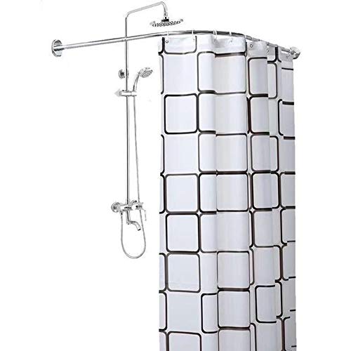 HADMB Barra Cortina Ducha Esquina Sin Taladrar Barra Cortina Curva Bañera Acero Inoxidable 304 Barra De Cortina De Tensión para Baño, Tienda De Ropa HADMB Barra Cortina Ducha Esquina Sin Taladrar Barra Cortina Curva Bañera Acero Inoxidable 304 Barra De Cortina De Tensión para Baño, Tienda De Ropa
