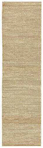 HAMID - Alfombra de Yute Giralda 100% Fibra de Yute Natural - Alfombra Suave y de Alta Resistencia - Tejida a Mano - Alfombra de Salón, Comedor, Dormitorio, Pasillo - Blanco (300x80cm)