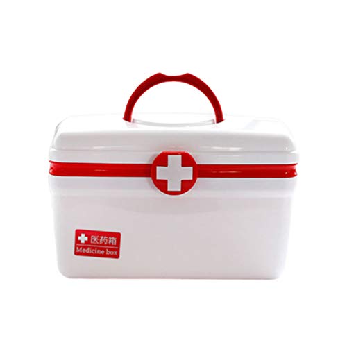 Healifty Caja de Plástico Vacía para Primeros Auxilios Caja de Almacenamiento de Medicamentos con Asa Y Compartimentos Kit de Emergencia Familiar Tamaño L (Rojo)