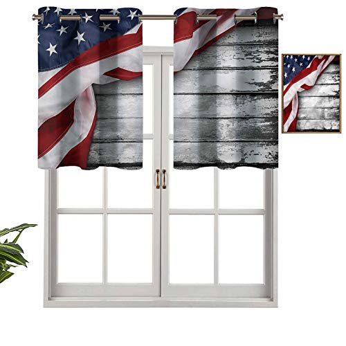 Hiiiman Cortinas opacas con ojales y bandera en tablones de madera, juego de 1, 137 x 45 cm, cortinas de cocina para sala de estar