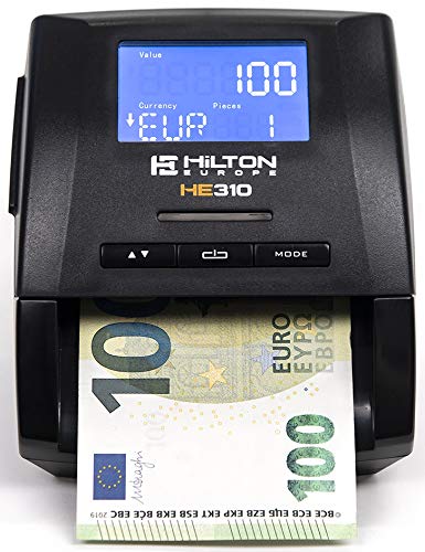 HILTON EUROPE - HE310 Detector Billetes Falsos 7 Sistemas de Detección | Actualizado a los NUEVOS billetes de 100€ y 200€ | 100% Fiable Superando TODO test del Banco Central Europeo | (Con Batería)