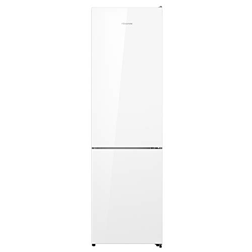 Hisense RB438N4GX3 - Frigorífico Combi No Frost, Acabado Cristal Blanco, Capacidad Neta 334 L, 2 Metros de Alto, Compresor Inverter, Cajón 0º, Botellero Cromado, Silencioso 38 dB