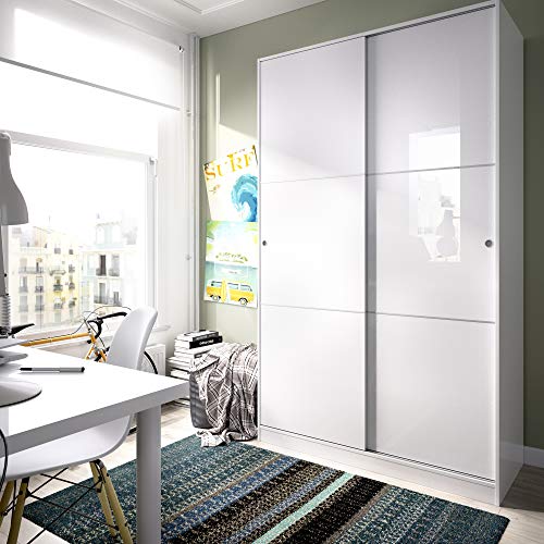 HOMEKIT Armario 2 Puertas correderas, Blanco Brillo, 120x204x50cm