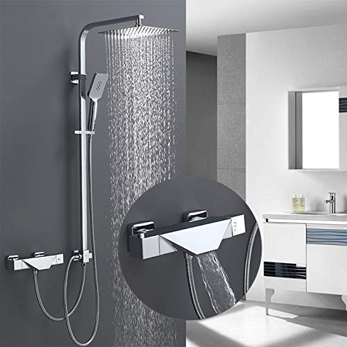HOMELODY Conjunto de Ducha 38ºC Termostático con Grifo para Bañera Rectangular Ducha de Lluvia y Ducha de Mano Multifuncional Resistente al Desgaste Apto para Bañera Cuarto de Baño HOMELODY Conjunto de Ducha 38ºC Termostático con Grifo para Bañera Rectangular Ducha de Lluvia y Ducha de Mano Multifuncional Resistente al Desgaste Apto para Bañera Cuarto de Baño