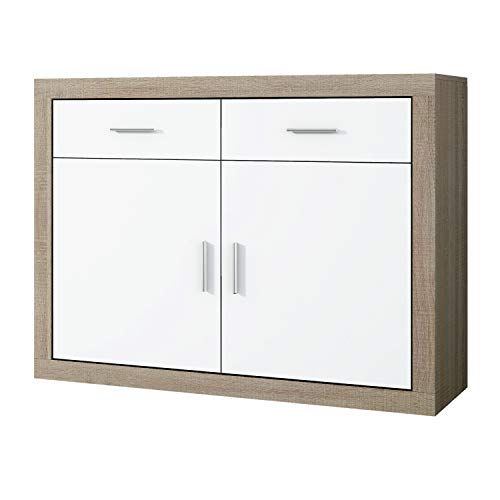HomeSouth - Mueble Aparador 2 Puertas + 2 cajones, Buffet para Cocina y Comedor, Modelo Lara, Acabado en Color Cambria y Blanco, Medidas: 120 cm (Largo) x 41,4 cm (Fondo) x 90,2 cm (Alto) HomeSouth - Mueble Aparador 2 Puertas + 2 cajones, Buffet para Cocina y Comedor, Modelo Lara, Acabado en Color Cambria y Blanco, Medidas: 120 cm (Largo) x 41,4 cm (Fondo) x 90,2 cm (Alto)