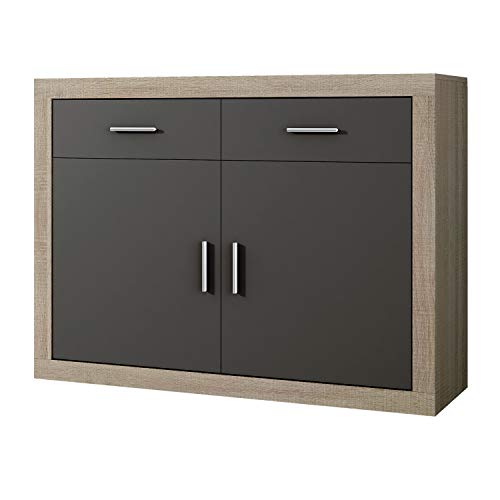 HomeSouth - Mueble Aparador 2 Puertas + 2 cajones, Buffet para Cocina y Comedor, Modelo Lara, Acabado en Color Cambria y Grafito, Medidas: 120 cm (Largo) x 41,4 cm (Fondo) x 90,2 cm (Alto) HomeSouth - Mueble Aparador 2 Puertas + 2 cajones, Buffet para Cocina y Comedor, Modelo Lara, Acabado en Color Cambria y Grafito, Medidas: 120 cm (Largo) x 41,4 cm (Fondo) x 90,2 cm (Alto)