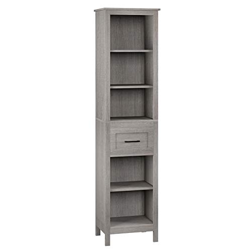 Homfa Armario Alto Mueble Columna Baño Mueble Armario Multiusos con 1 Cajón 5 Niveles para Oficina Salón Cocina Gris 171x42x31cm