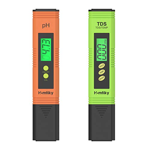 Homtiky Medidor pH, Digital Medidor TDS Temperatura EC 4 en 1, Probador de la Calidad del Agua con Rango de Medida de 0-14 pH, 0-9999ppm Calibración Automática