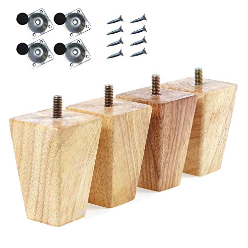 Honeyhouse Patas de madera para sofá, 4 unidades, 6 cm/10 cm/15 cm, repuesto para muebles con placas de montaje y tornillos para sofá, cama, armario, otomana Honeyhouse Patas de madera para sofá, 4 unidades, 6 cm/10 cm/15 cm, repuesto para muebles con placas de montaje y tornillos para sofá, cama, armario, otomana