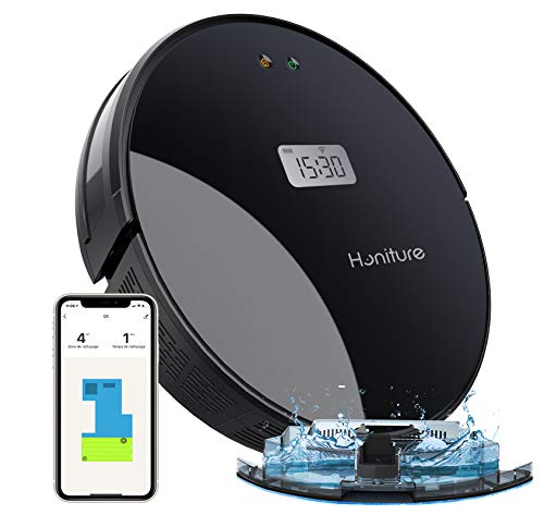 HONITURE Robot Aspirador y Fregasuelos, Q5 Robot Aspirador 2 en 1, Aspira, Friega y Pasa la Mop, 2000 Pa, Navegación Inteligente, para aspirar Pelo de Mascotas, Polvo (Black) HONITURE Robot Aspirador y Fregasuelos, Q5 Robot Aspirador 2 en 1, Aspira, Friega y Pasa la Mop, 2000 Pa, Navegación Inteligente, para aspirar Pelo de Mascotas, Polvo (Black)