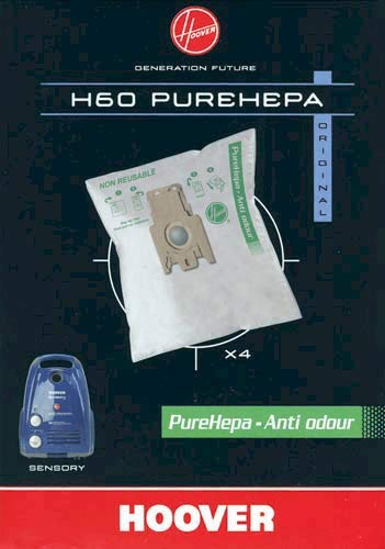 Hoover H60 H60-Hoover Bolsa para aspiradora Pure-Epa. Compatible con los Modelos Athos. Incluye 4 uds, 1.9 litros, Nailon