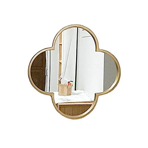 H&RB-mirror Espejo de Pared de Metal, Espejo de baño en Forma de Ciruela, Apartamento cosmético, Sala de Estar, Entrada del Dormitorio Grande, Decoración Minimalista Creativa,Gold,40cm