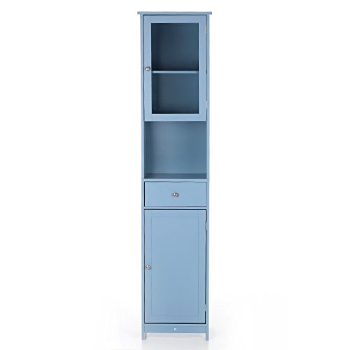 IKAYAA Librería Estantería de Almacenaje Mueble Armario de Almacenaje para Baño Medida：40 * 28 * 180 cm Color Azul