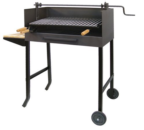 Imex El Zorro 71523 - Barbacoa con ruedas, elevador y parrilla inox, 50 x 40 x 100 cm, color negro