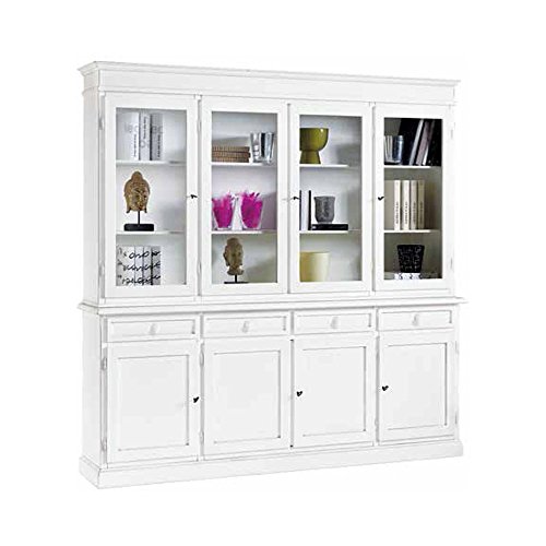 InHouse srls Aparador con Vitrina, Estilo Clasico, en Madera Maciza y MDF con Acabado Blanco Mate - Medidas 205 x 42 x 205 … InHouse srls Aparador con Vitrina, Estilo Clasico, en Madera Maciza y MDF con Acabado Blanco Mate - Medidas 205 x 42 x 205 …