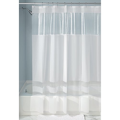 InterDesign Stripes EVA/PEVA Cortina de ducha de EVA, cortina impermeable para ducha y bañera, cortinas de diseño de 183 x 183 cm, blanco/transparente