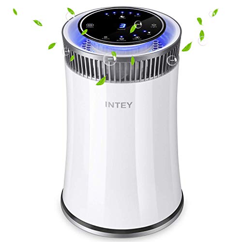 INTEY Purificador de aire Hepa - Smart 8H Timer Luz de noche azul para el hogar - Elimina 99.97% alergias, humo, polvo, polen, caspa de mascotas