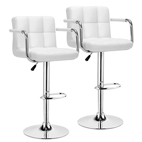 IntimaTe WM Heart 2 x Taburetes Alto de Bar con Apoyabrazos de Cuero Sintético Silla de Bar 360°Giratoria Altura Ajustable, Pedales de Cromo Duraderos, para Bar y Cocina (Blanco) IntimaTe WM Heart 2 x Taburetes Alto de Bar con Apoyabrazos de Cuero Sintético Silla de Bar 360°Giratoria Altura Ajustable, Pedales de Cromo Duraderos, para Bar y Cocina (Blanco)