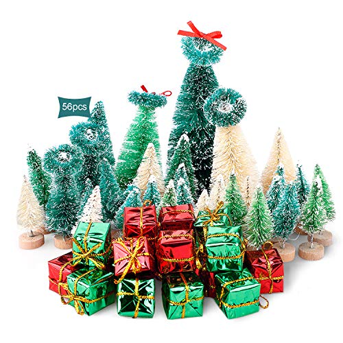 JEEZAO Mini Árbol de Navidad Pequeño Artificial en Miniatura Nevado Cedro,Fiesta Navidad Decoración Navideños Ornamentos