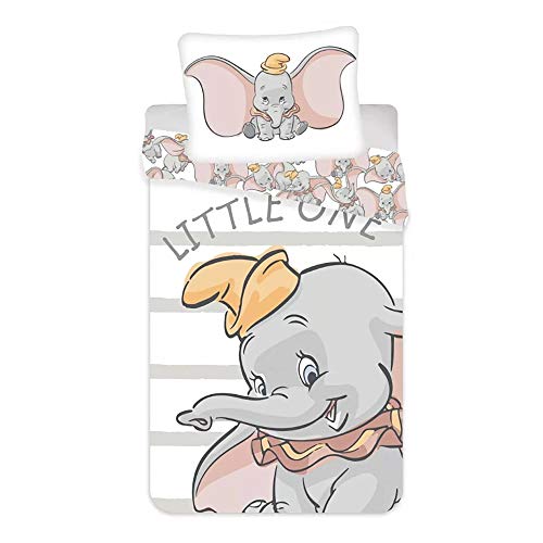 Jerry Fabrics Juego de cama individual con funda nórdica + funda de almohada oficial Disney Dumbo de algodón 3915