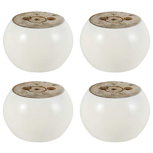 Juego de 4 patas de madera redondas de 5 cm para sofá, cama, sillón, armario, con tornillos y cinta (blanco) Juego de 4 patas de madera redondas de 5 cm para sofá, cama, sillón, armario, con tornillos y cinta (blanco)