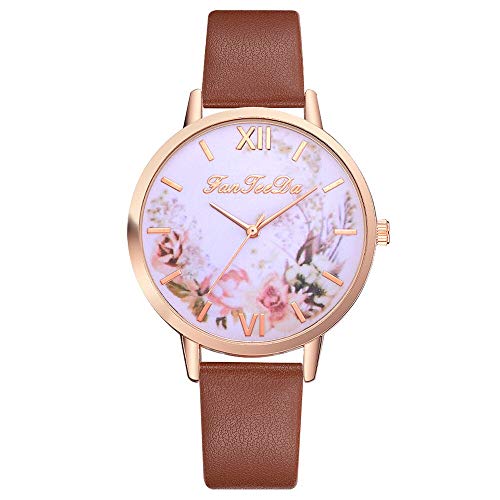 JZDH Relojes para Mujer Fashion Simple Women's Casual Fashion Cartz Belt Bek Gifts para Women Watch Relojes Decorativos Casuales para Niñas Damas (Color : Brown)