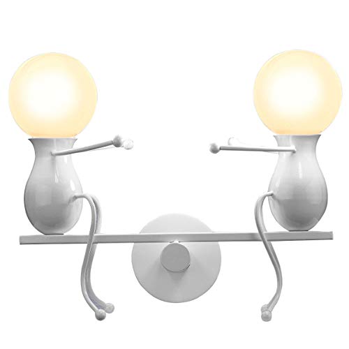 KAWELL Humanoide Creativo Lámpara de Pared Moderno Luz de Pared Simple Apliques de Pared Art Deco Max 60W E27 Base Hierro Titular para Dormitorio, Escalera, Pasillo, Restaurante, Cocina, Blanco KAWELL Humanoide Creativo Lámpara de Pared Moderno Luz de Pared Simple Apliques de Pared Art Deco Max 60W E27 Base Hierro Titular para Dormitorio, Escalera, Pasillo, Restaurante, Cocina, Blanco