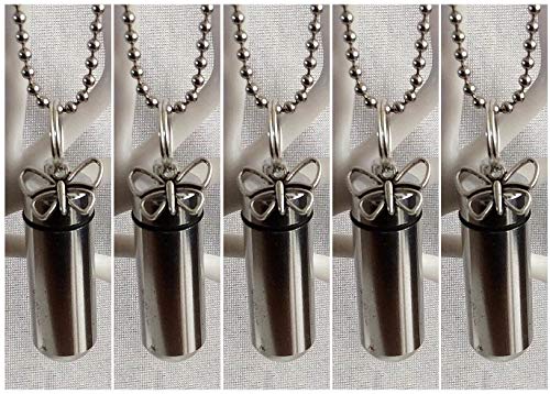 KGS monumentos atemporales Juego de 2, 3 o 5 Joyas de cremación Cenizas urna de luto Conmemorativa con Amuleto de Mariposa, Bolsa de Joyas y Kit de Relleno (Plata, 5 x Collar) KGS monumentos atemporales Juego de 2, 3 o 5 Joyas de cremación Cenizas urna de luto Conmemorativa con Amuleto de Mariposa, Bolsa de Joyas y Kit de Relleno (Plata, 5 x Collar)