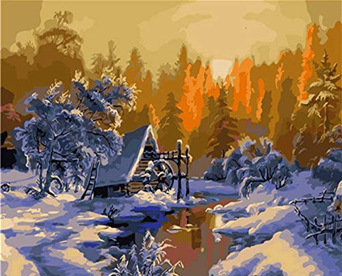 Kit de pintura al óleo 40cm x 50cm sin marco DIY Pintar por Numeros para Adultos Niños Pintura Kit con Pinceles y Pinturas-Chalet con vistas a la nieve Kit de pintura al óleo 40cm x 50cm sin marco DIY Pintar por Numeros para Adultos Niños Pintura Kit con Pinceles y Pinturas-Chalet con vistas a la nieve