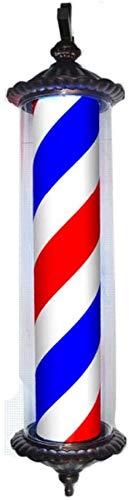 Kücheks Señal de Giro cilíndrica para peluquería, luz con Logotipo de salón, luz de Pared Exterior roja, Azul y Blanca, 70 * 28Cm
