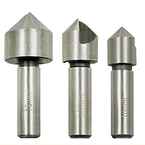 LACKINGONE Juego de 3 brocas avellanadas para acero y metales duros, 10 mm, 12 mm, 16 mm, herramienta de bricolaje