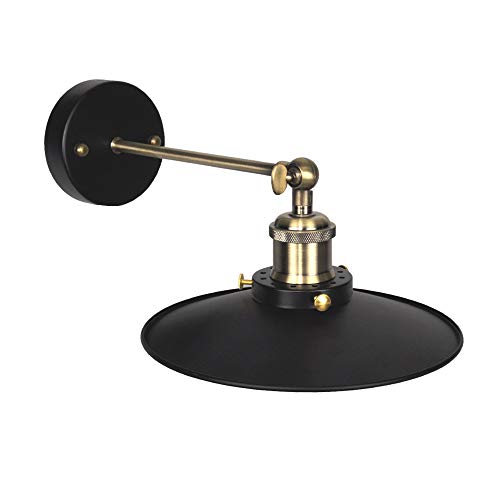 Lampara Aplique de Pasillo Pared Vintage con Portalampara E27 y Pantalla de Metal Negro Retro Industrial Diametro de Pantalla 22CM sin Cable de Alimentacion y Bombilla, Lot de 1 de Enuotek Lampara Aplique de Pasillo Pared Vintage con Portalampara E27 y Pantalla de Metal Negro Retro Industrial Diametro de Pantalla 22CM sin Cable de Alimentacion y Bombilla, Lot de 1 de Enuotek