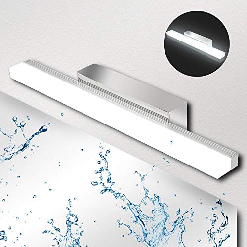 Lámpara de Espejo Baño LED 9W Ketom IP44 Aplique Espejo LED Blanca Neutra 4000K LED Lámpara de espejo 900LM Lámpara de Pared Espejo de Acero Inoxidable Para Maquillaje, Espejo, Baño, 40cm