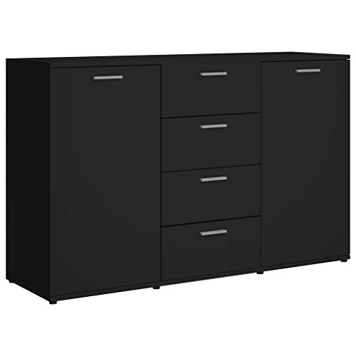 Lasamot Aparador Armario Lateral Mueble de Cocina Vestidor Mueble Armario Multiusos Mueble de baño Tablero aglomerado Negro 120 × 35,5 × 75 cm