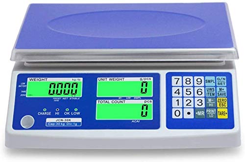 LBWARMB Báscula electrónica de cocina con balanza de conteo comercial electrónica de 30 kg de alta precisión para alimentos, carne, frutas con función LCD y tara (tamaño : 7,5 kg/0,2 g)