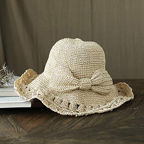 LDDENDP Chica Arco Beach Alquiler de Ocio Sombrero de Paja Femenino del Arco del Verano Visera Plegable Grande de la Manera de ala del Sombrero de Paja Sombrero for el Sol Circunferencia de la Cabeza LDDENDP Chica Arco Beach Alquiler de Ocio Sombrero de Paja Femenino del Arco del Verano Visera Plegable Grande de la Manera de ala del Sombrero de Paja Sombrero for el Sol Circunferencia de la Cabeza
