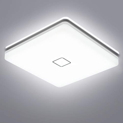 LED Lámpara de Techo, Öuesen 24W 5000K Plafon Led de Techo Lampara Techo Dormitorio IP44 lampara techo Blanco frío 2050LM lampara led para Baño Cocina Dormitorio Balcón Corredor Oficina Comedor