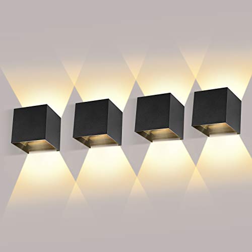 LEDMO Apliques Pared led 4 * 12W LED Aplique De pared Exterior Impermeable IP65 Aplique Exterior Pared Blanco Cálido LEDMO Apliques Pared led 4 * 12W LED Aplique De pared Exterior Impermeable IP65 Aplique Exterior Pared Blanco Cálido