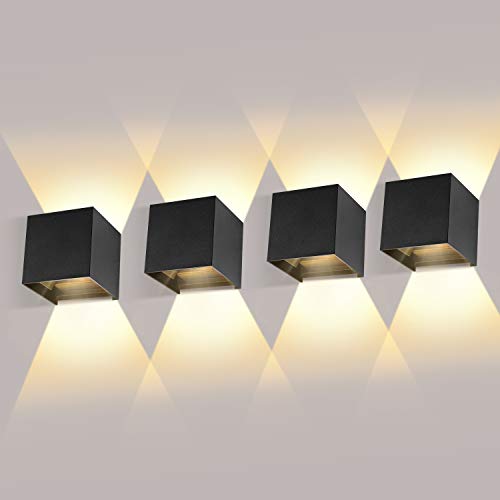 LEDMO Apliques Pared led 4 * 12W LED Aplique De pared Exterior Impermeable IP65 Aplique Exterior Pared Blanco Cálido