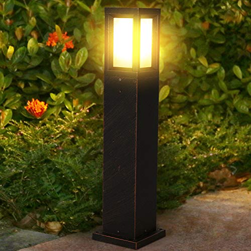 LEDMO Farolas jardín exterior Baliza de metal utiliza bombilla E27 Poste de luz es adecuado Para jardines al aire libre, césped, pasillos, terrazas (Incluye bombilla LED)