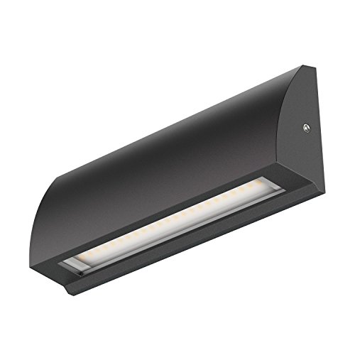 ledscom.de LED de pared Luz de escalera Segin para interior y exterior, plana, de superficie, negra, blanco cálido, 400lm