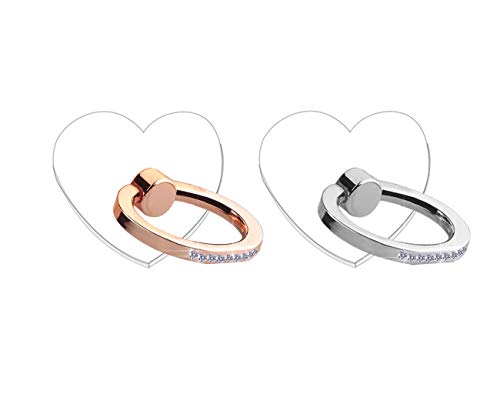 Lenoup - Soporte para anillo de teléfono celular, diseño de corazón transparente con purpurina para teléfono celular