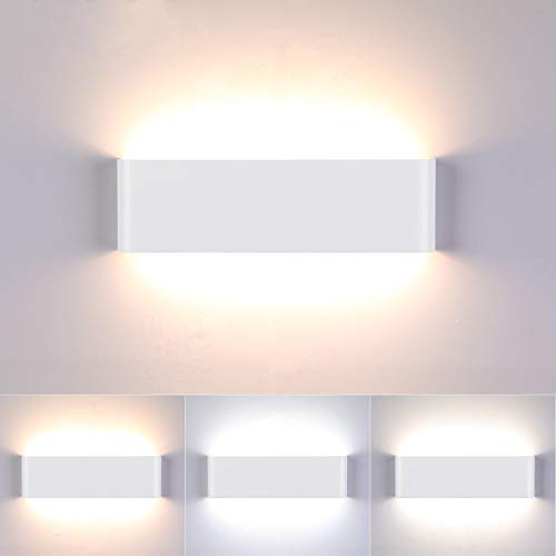 Lightess Apliques de Pared LED Regulable 3 Temperatura de Color 16W 31CM Lámpara de Pared Interior Luz Moderna Agradable Luz de Aluminio Iluminación para Salón, Dormitorio, Pasillo, Escalera, Blanco