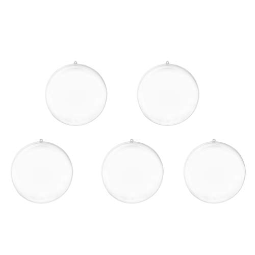LIOOBO Bolas de Navidad rellenables de plástico transparente para manualidades, 5 unidades, 4 cm